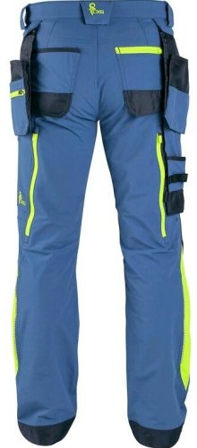 CXS Naos munkás deréknadrág - skék/vil.kék, hiviz sárga kiegészítőkkel