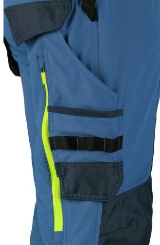 CXS Naos munkás deréknadrág - skék/vil.kék, hiviz sárga kiegészítőkkel
