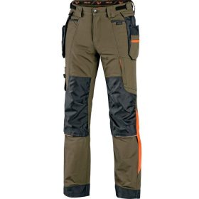   CXS Naos munkás deréknadrág - khaki olíva/hiviz narancs kiegészítőkkel