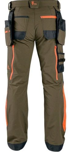 CXS Naos munkás deréknadrág - khaki olíva/hiviz narancs kiegészítőkkel