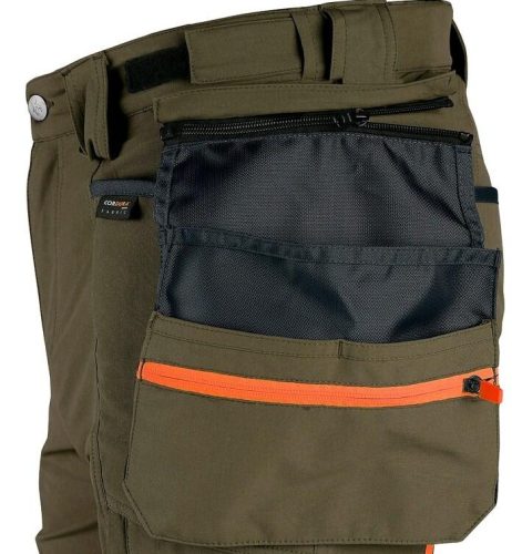 CXS Naos munkás deréknadrág - khaki olíva/hiviz narancs kiegészítőkkel