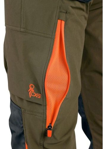 CXS Naos munkás deréknadrág - khaki olíva/hiviz narancs kiegészítőkkel
