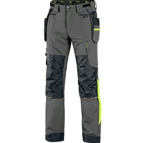   CXS Naos munkás deréknadrág - szürke/fekete, hiviz sárga kiegészítőkkel
