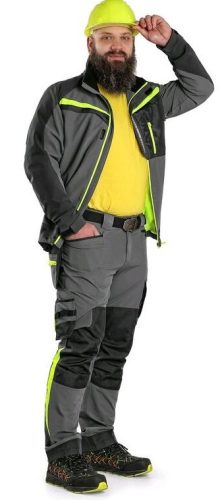 CXS Naos munkás deréknadrág - szürke/fekete, hiviz sárga kiegészítőkkel