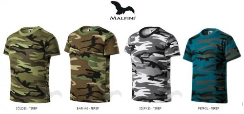 Camouflage terep színű pamu gyerekpóló - zöldes - terep