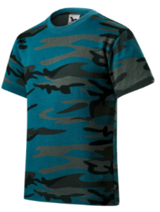 Camouflage terep színű pamu gyerekpóló - petrol - terep