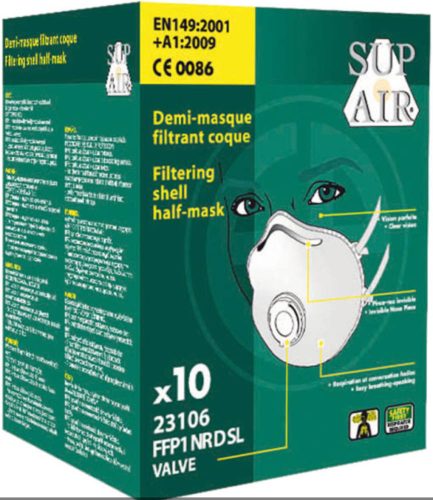 SUPAIR® 23106 FFP1SL D védőmaszk légzést segítő szeleppel, 10 db/doboz