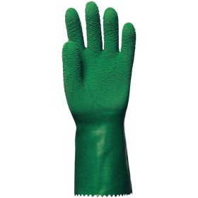   Mártott zöld krepp érdes, csúszásálló latex kesztyű 32 cm