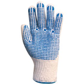   Kötött poliészter-pamut férfi kesztyű kék pöttyökkel 