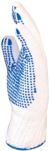 Kötött poliészter-pamut férfi kesztyű kék pöttyökkel 