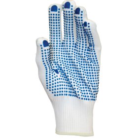   Kötött poliamid kesztyű tenyéren kék pöttyökkel 7, 9-es