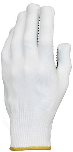 Kötött poliamid kesztyű tenyéren kék pöttyökkel 7, 9-es