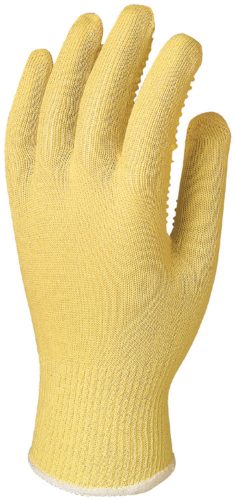 Kötött vékony vágásbiztos sárga Kevlar kesztyű 7-es méret
