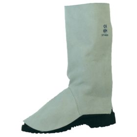   Hegesztő lábszárvédő tépőzáras marha hasítékbőrből 35cm hosszú szürke