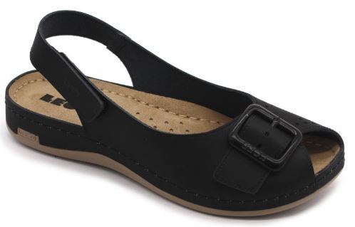 968 Leon Comfort női bőr szandál - fekete