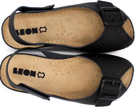 968 Leon Comfort női bőr szandál - fekete