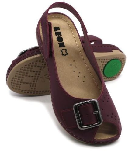 968 Leon Comfort női bőr szandál - Bordó