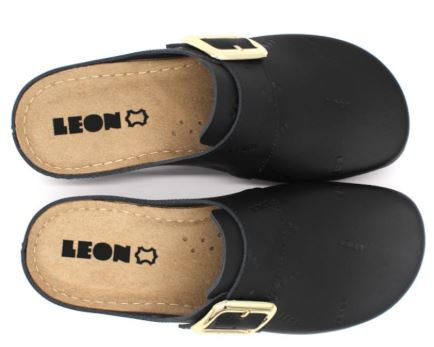 971 Leon Comfort női bőr klumpa - fekete