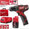 Milwaukee M12 BDD-202C akkumulátoros fúró-csavarozó (2x2,0Ah/12V)