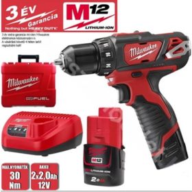   Milwaukee M12 BDD-202C akkumulátoros fúró-csavarozó (2x2,0Ah/12V)