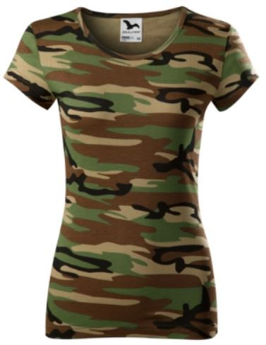 Camouflage női terepszínű pamutpóló - barnás - terep