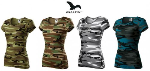 Camouflage női terepszínű pamutpóló - zöldes -terep