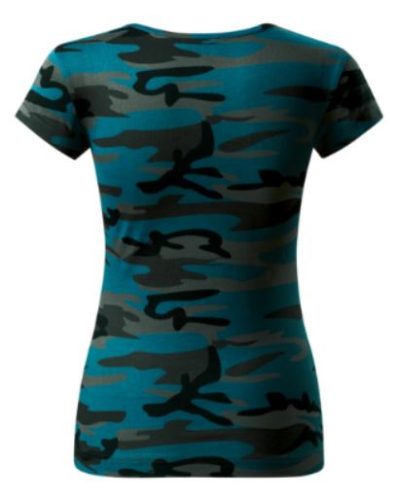 Camouflage női terepszínű pamutpóló - petrol-terep