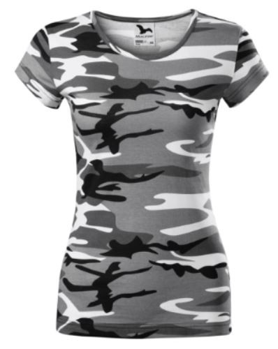 Camouflage női terepszínű pamutpóló - szürkés-terep