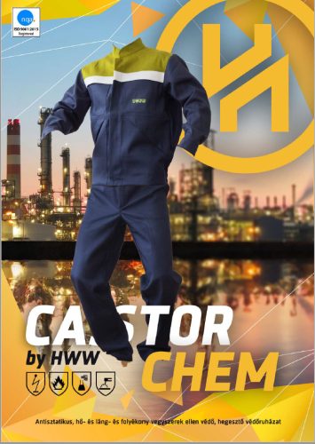 CASTOR-CHEM CC-MN/S-C melles kivitelű védőnadrág jól-láthatósági csíkozással