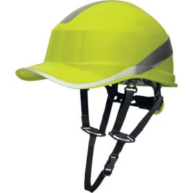   DIAMOND V UP sportos kialakítású építőipari sisak állszíjjal, fluo sárga