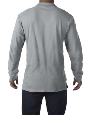 KIFUTÓ - Gildan premium cotton férfi hosszú ujjú galléros póló - sport grey