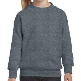 Gildan gyerek környakú pulóver - dark heather