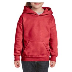   Gildan gyerek kapuncis, kenguruzsebes pulóver - heather sport red