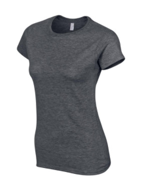 Gildan női környakú pamutpóló - dark heather