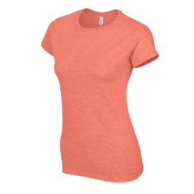   Gildan női környakú pamutpóló - heather orange - kifutó