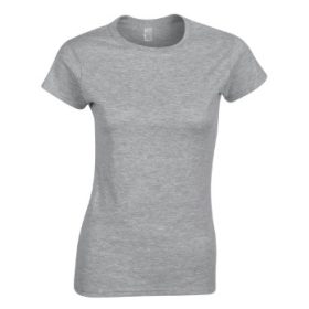 Gildan női környakú pamutpóló - sport grey
