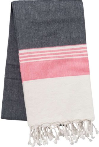 Kariban csíkos fouta - strandtörölköző - sötétszürke/pink