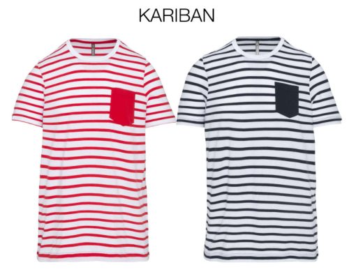 Gyerek csíkos környakú pamutpóló - navy/fehér