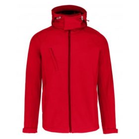 Kariban levehető kapucnis férfi softshell kabát - piros