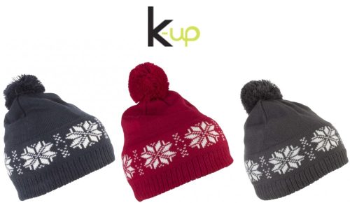 Karácsonyi mintás téli sapka, hópelyhes - piros