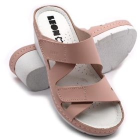 L1004 LEON Comfort női tépőzáras gyógypapucs  - Rose
