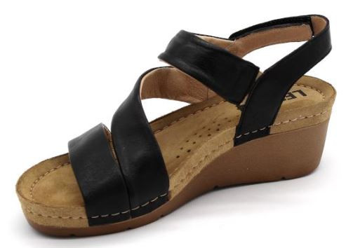 L1020 LEON Comfort női bőr szandál  - Fekete