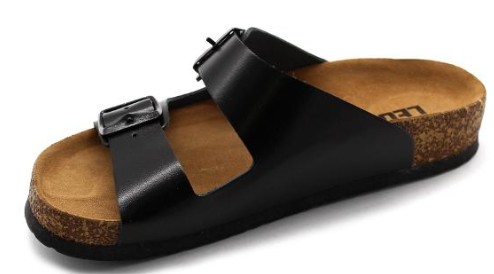 L4703 LEON Comfort férfi bőr papucs - fekete