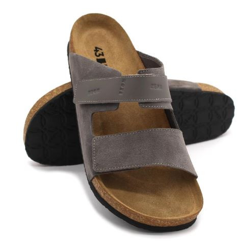 L4704 Leon Comfort férfi bőr papucs - Szürke
