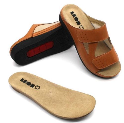 L5010 Leon Comfort női bőr papucs - barna