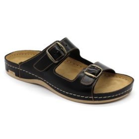 L702 LEON Comfort férfi bőr papucs - barna