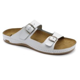 L702 LEPN Comfort férfi bőr papucs - fehér