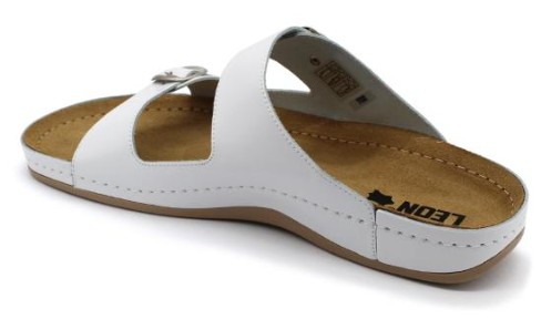 L702 LEPN Comfort férfi bőr papucs - fehér