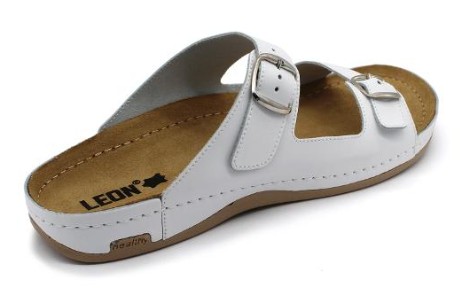 L702 LEPN Comfort férfi bőr papucs - fehér