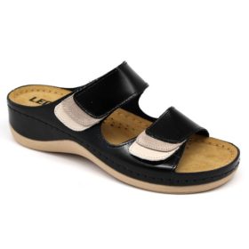 L904 LEON Comfort női  papucs - fekete